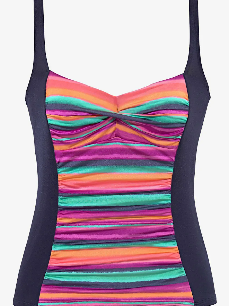 Haut de maillot de bain à armatures avec motifs rayés et bretelles réglables