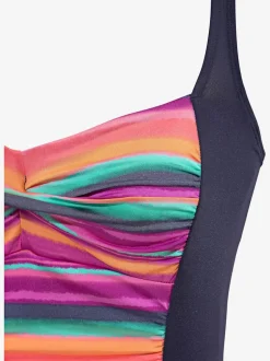 Haut de maillot de bain à armatures avec motifs rayés et bretelles réglables