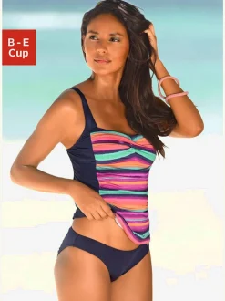 Haut de maillot de bain à armatures avec motifs rayés et bretelles réglables