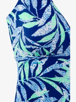Haut de maillot de bain à armatures avec bretelles réglables et motif tropical