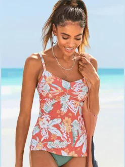 Haut de maillot de bain à armatures avec imprimé floral et bretelles réglables