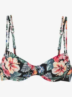 Haut de maillot de bain à armatures avec imprimé floral et doubles bretelles réglables