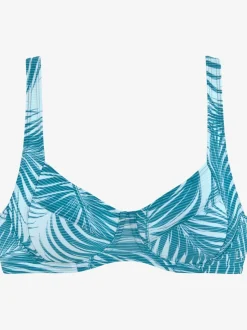 Haut de maillot de bain à armatures avec imprimé palmiers et bretelles réglables
