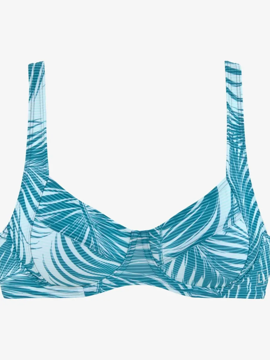 Haut de maillot de bain à armatures avec imprimé palmiers et bretelles réglables