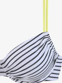 Haut de maillot de bain à armatures rayé à bretelles réglables