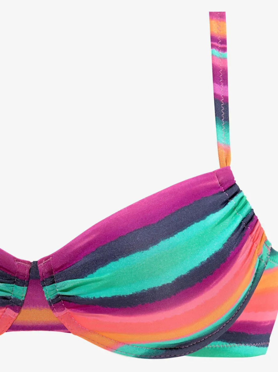 Haut de maillot de bain à armatures avec bretelles réglables et rayures classiques