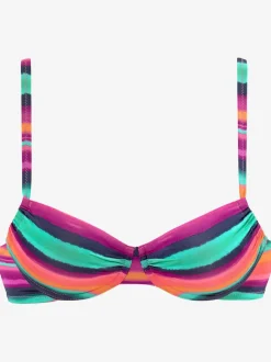Haut de maillot de bain à armatures avec bretelles réglables et rayures classiques