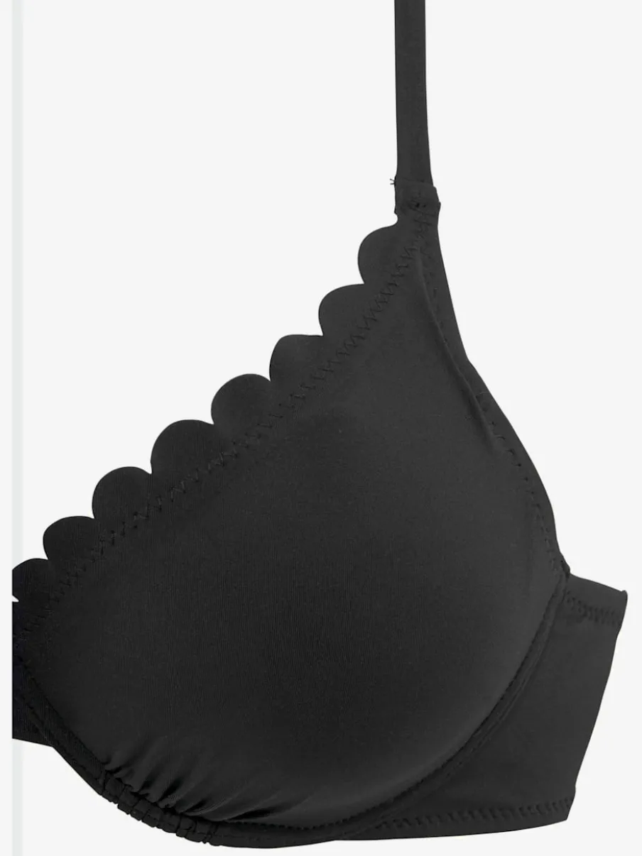 Haut de maillot de bain à armatures avec bords ondulés et bretelles réglables