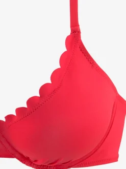 Haut de maillot de bain à armatures avec bords ondulés et bretelles réglables