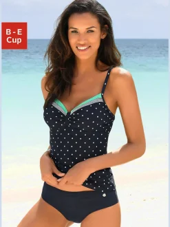 Haut de maillot de bain à armatures avec pois et bretelles réglables