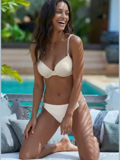 Haut de maillot de bain à armatures avec motif structuré et détails tressés