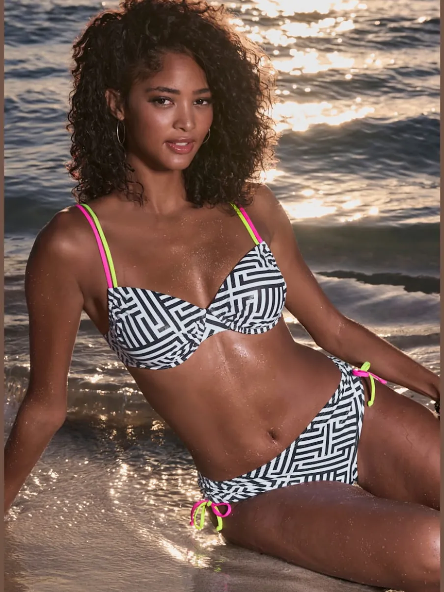 Haut de maillot de bain à armatures en motif graphique avec bretelles réglables