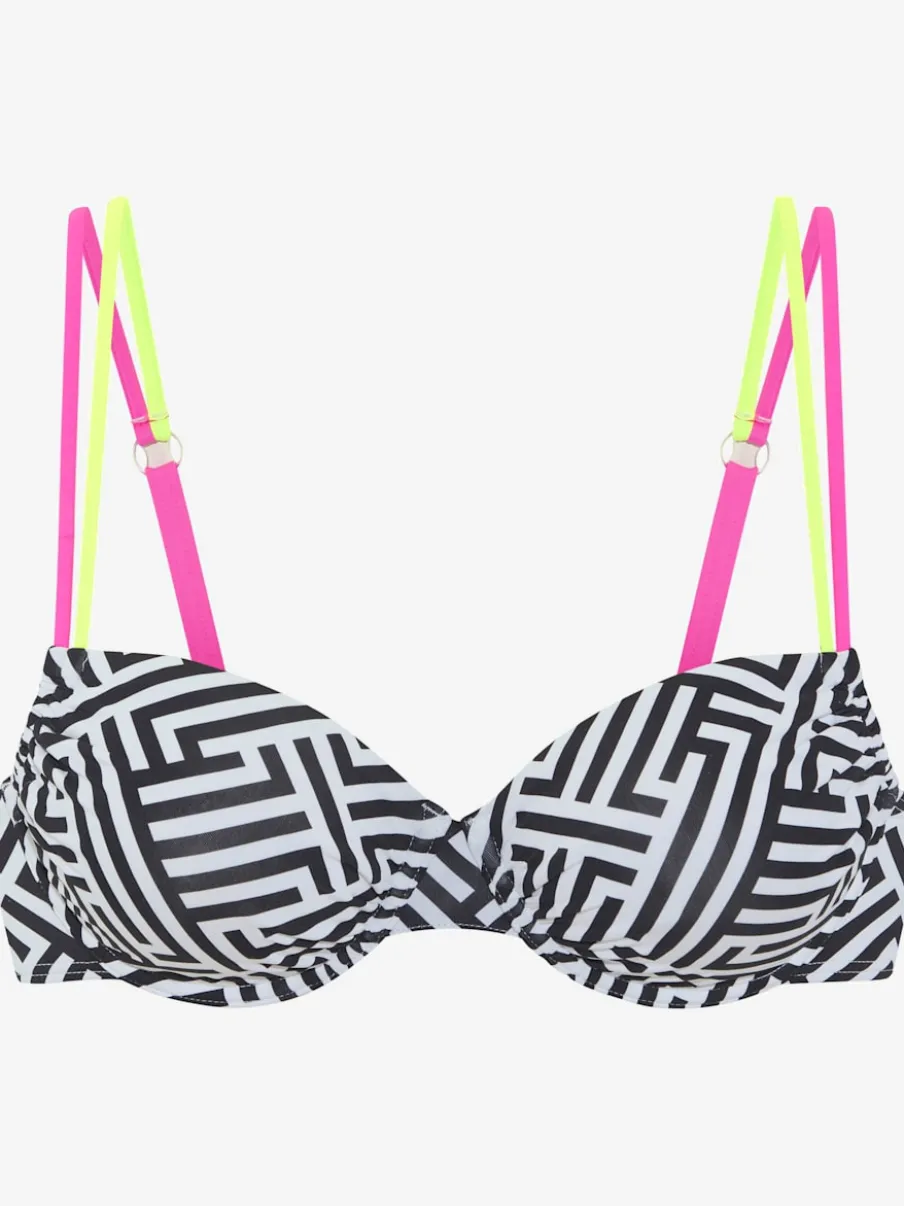 Haut de maillot de bain à armatures en motif graphique avec bretelles réglables
