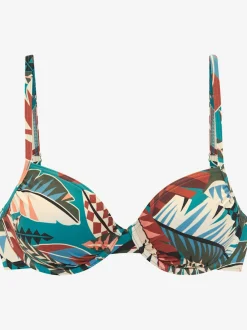 Haut de maillot de bain à armatures avec bonnets amovibles et imprimé moderne