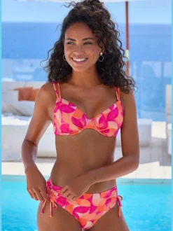 Haut de maillot de bain à armatures avec imprimé géométrique et doubles bretelles