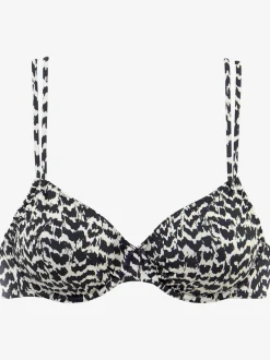 Haut de maillot de bain à armatures avec motif animalier et doubles bretelles réglables