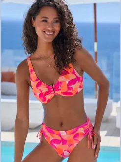 Haut de maillot de bain avec armatures à motifs géométriques et bonnets amovibles