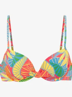 Haut de maillot de bain avec bonnets rembourrés et bretelles réglables à motifs feuilles