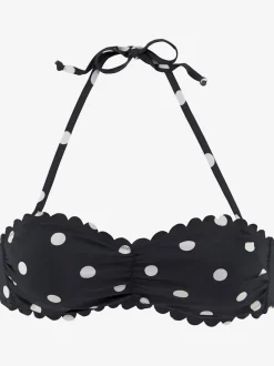 Haut de maillot de bain bandeau à pois avec bordure cocotte