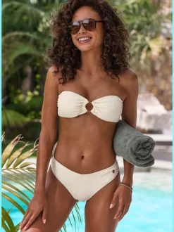 Haut de maillot de bain bandeau avec bonnets amovibles et anneau décoratif