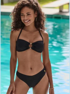 Haut de maillot de bain bandeau avec bonnets amovibles et anneau décoratif