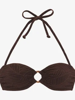 Haut de maillot de bain bandeau avec bonnets amovibles et anneau décoratif