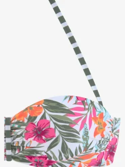 Haut de maillot de bain bandeau à motifs estivaux fleuris