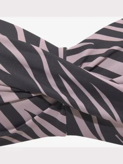 Haut de maillot de bain bandeau imprimé zébré avec bretelles