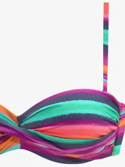 Haut de maillot de bain bandeau à rayures avec bonnets rembourrés