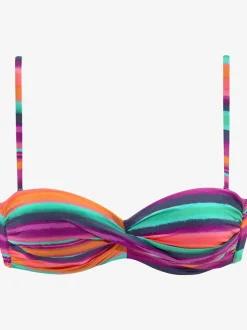 Haut de maillot de bain bandeau à rayures avec bonnets rembourrés