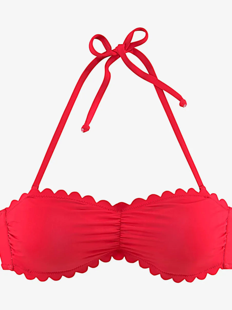 Haut de maillot de bain bandeau avec bordures ondulées et bonnets rembourrés