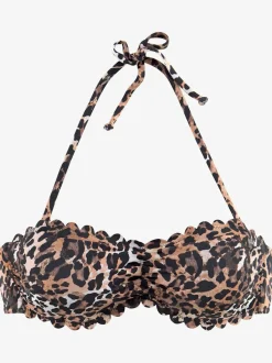 Haut de maillot de bain bandeau à imprimé léopard et bretelles amovibles
