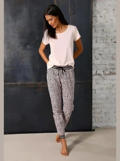 Haut de pyjama manches courtes à encolure ronde