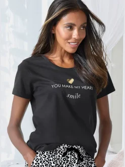 Haut de pyjama t-shirt de nuit avec imprimé devant