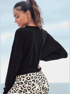 Haut de pyjama t-shirt de nuit confortable, poche plaquée