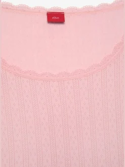 Haut de pyjama t-shirt de nuit fantaisie en tricot ajouré