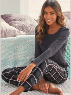 Haut de pyjama t-shirt de nuit fantaisie en tricot ajouré