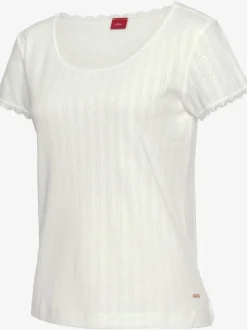 Haut de pyjama t-shirt de nuit fantaisie à manches courtes en tricot ajouré