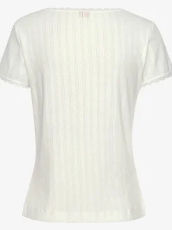 Haut de pyjama t-shirt de nuit fantaisie à manches courtes en tricot ajouré