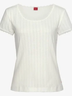 Haut de pyjama t-shirt de nuit fantaisie à manches courtes en tricot ajouré
