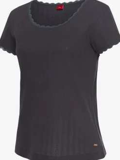 Haut de pyjama t-shirt de nuit fantaisie à manches courtes en tricot ajouré