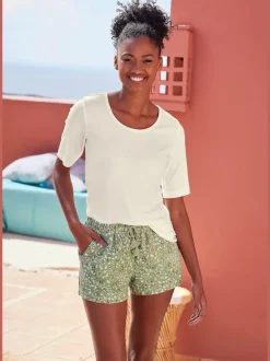 Haut de pyjama t-shirt à encolure ronde