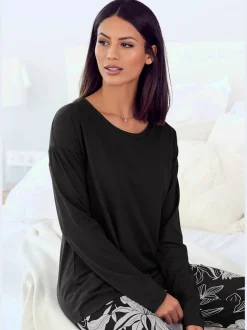 Haut de pyjama t-shirt à manches longues décontracté