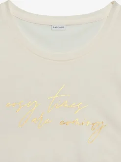 Haut de pyjama t-shirt à manches longues avec imprimé feuille
