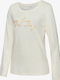 Haut de pyjama t-shirt à manches longues avec imprimé feuille