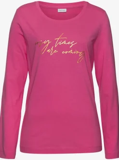 Haut de pyjama t-shirt à manches longues avec imprimé feuille