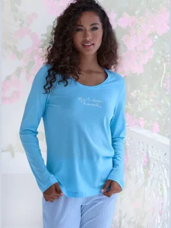 Haut de pyjama t-shirt à manches longues s.oliver avec imprimé devant