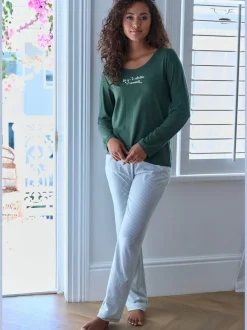 Haut de pyjama t-shirt à manches longues s.oliver avec imprimé devant