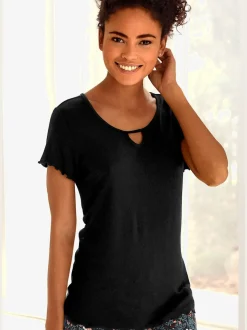 Haut de pyjama t-shirt à manches courtes avec encolure ronde