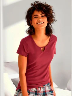 Haut de pyjama t-shirt à manches courtes avec encolure ronde